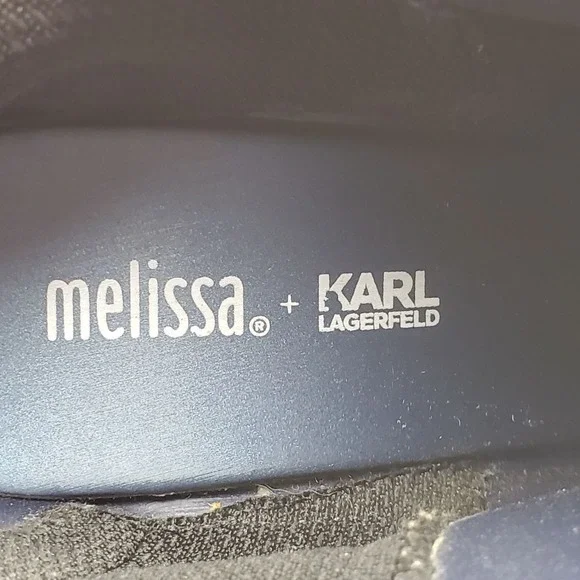 Melissa Karl Lagerfeld Boots‎ Womens 6 Blue Bow Chelsea Ankle Rain Heel Platform - Picture 6 of 16